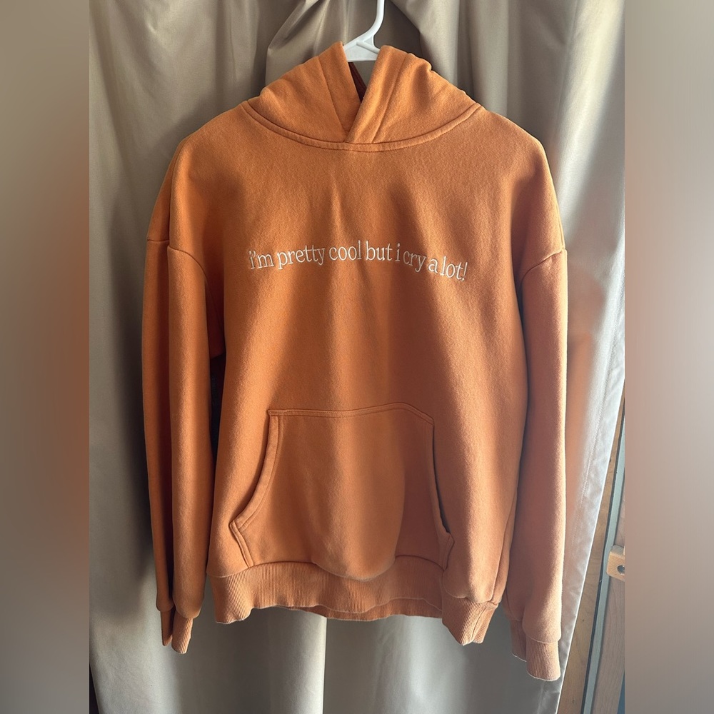 Women's Orange Graphic Pullover Hoodie with Front Pocket